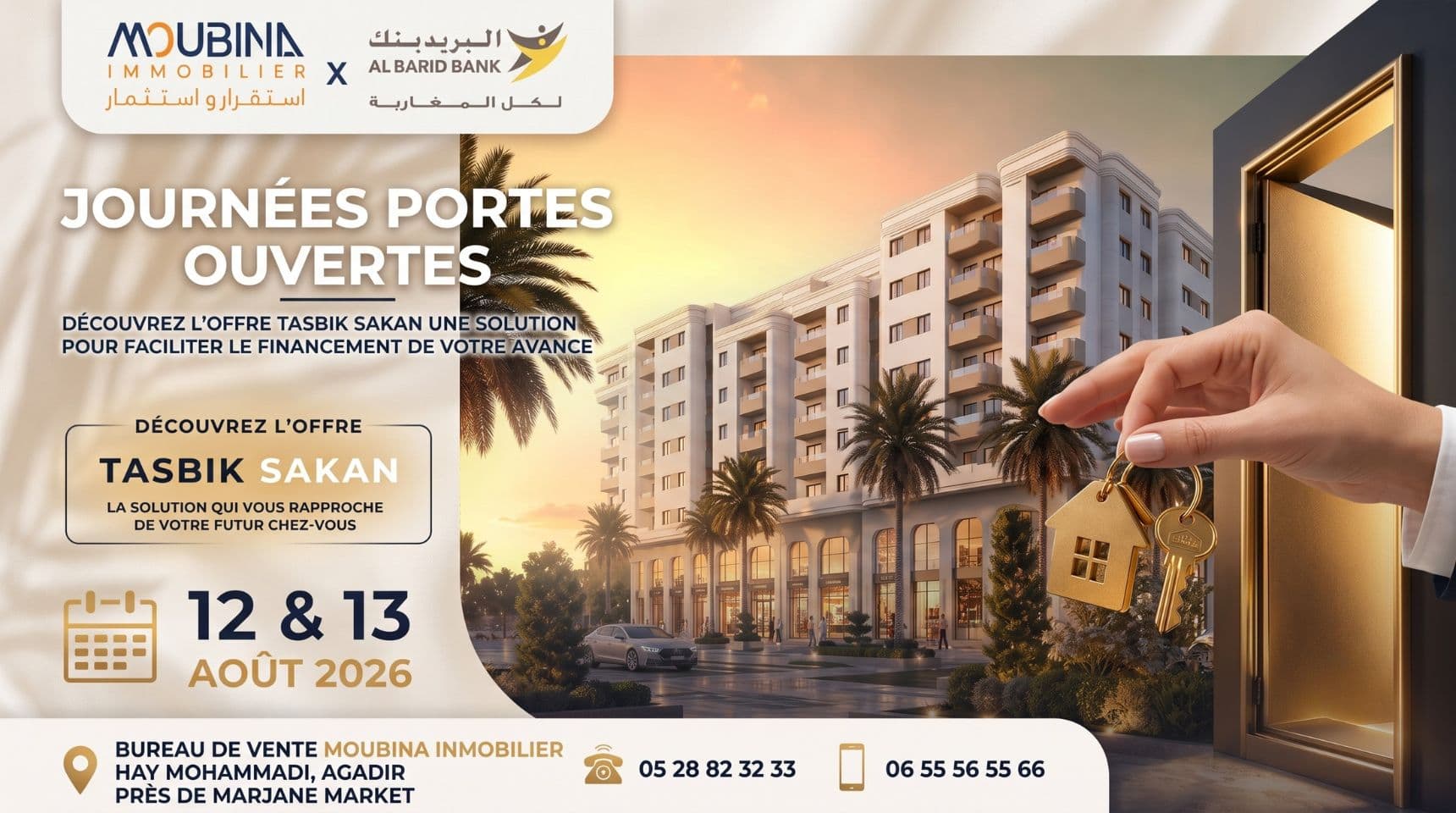 Immobilier à Agadir : Moubina Immobilier et Al Barid Bank organisent des Journées Portes Ouvertes autour de l’offre Tasbik Sakan